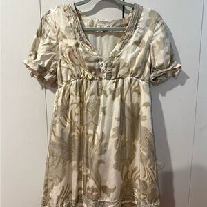 Joie Cream Dress with Gold Print